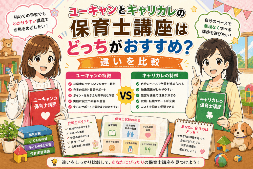ユーキャンとキャリカレの保育士講座はどっちがおすすめ？違いを比較