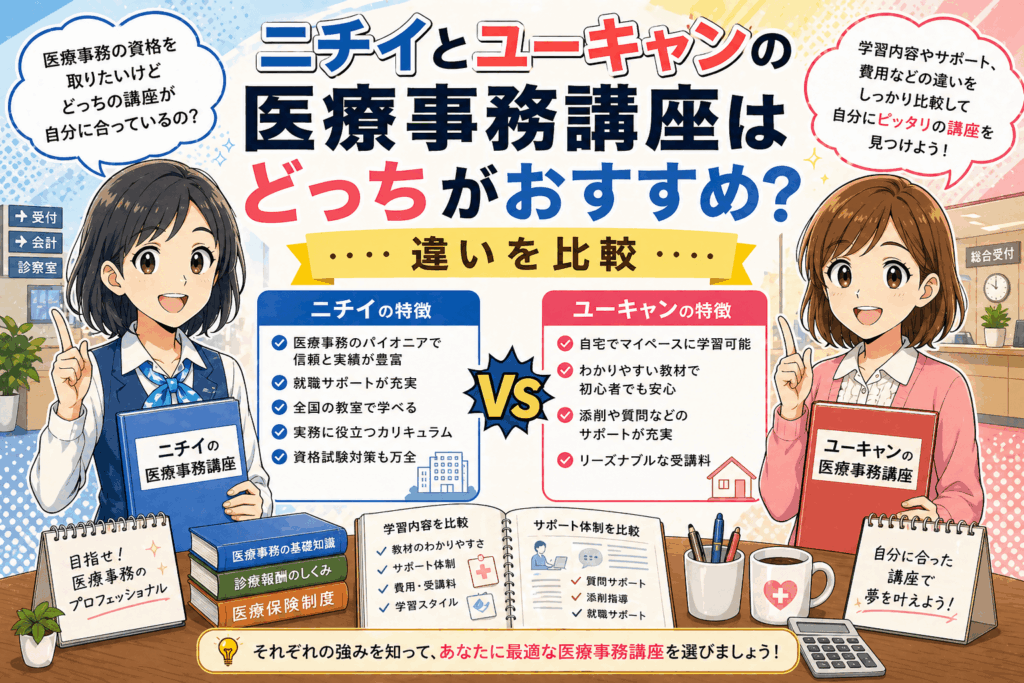 ニチイとユーキャンの医療事務講座はどっちがおすすめ？違いを比較