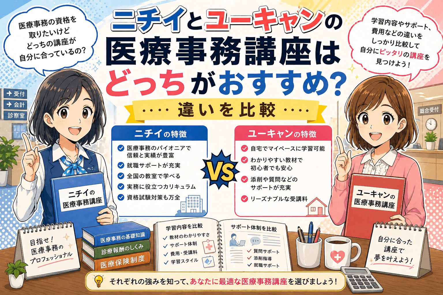 ニチイとユーキャンの医療事務講座はどっちがおすすめ？違いを比較