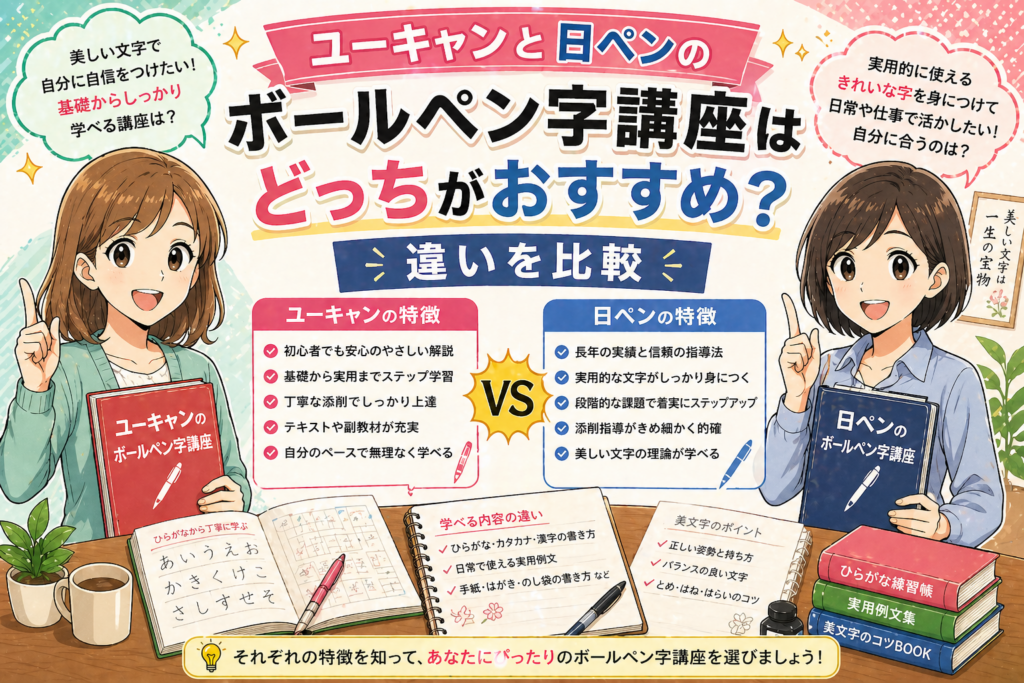 ユーキャンと日ペンのボールペン字講座はどっちがおすすめ？違いを比較