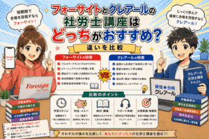 フォーサイトとクレアールの社労士講座はどっちがおすすめ？違いを比較