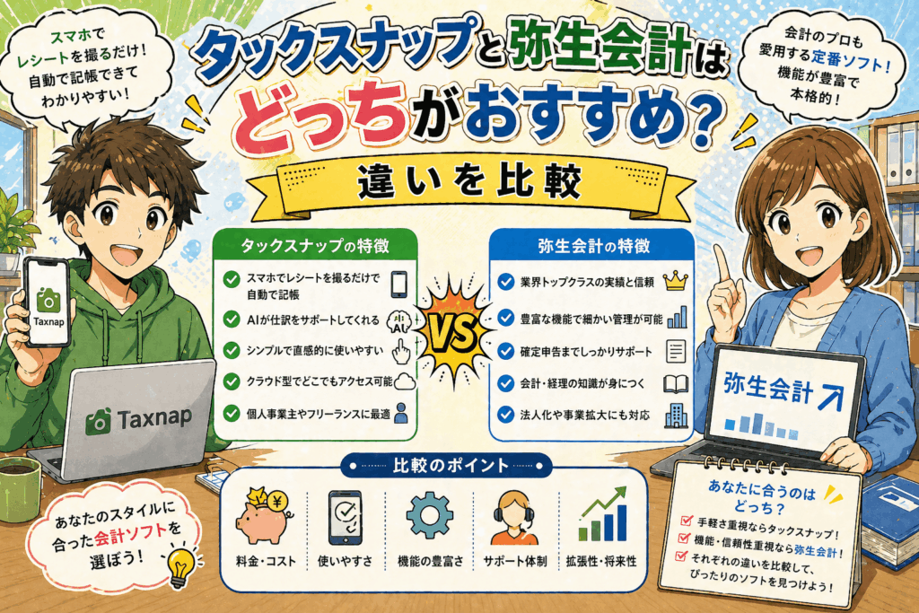 タックスナップと弥生会計はどっちがおすすめ？違いを比較