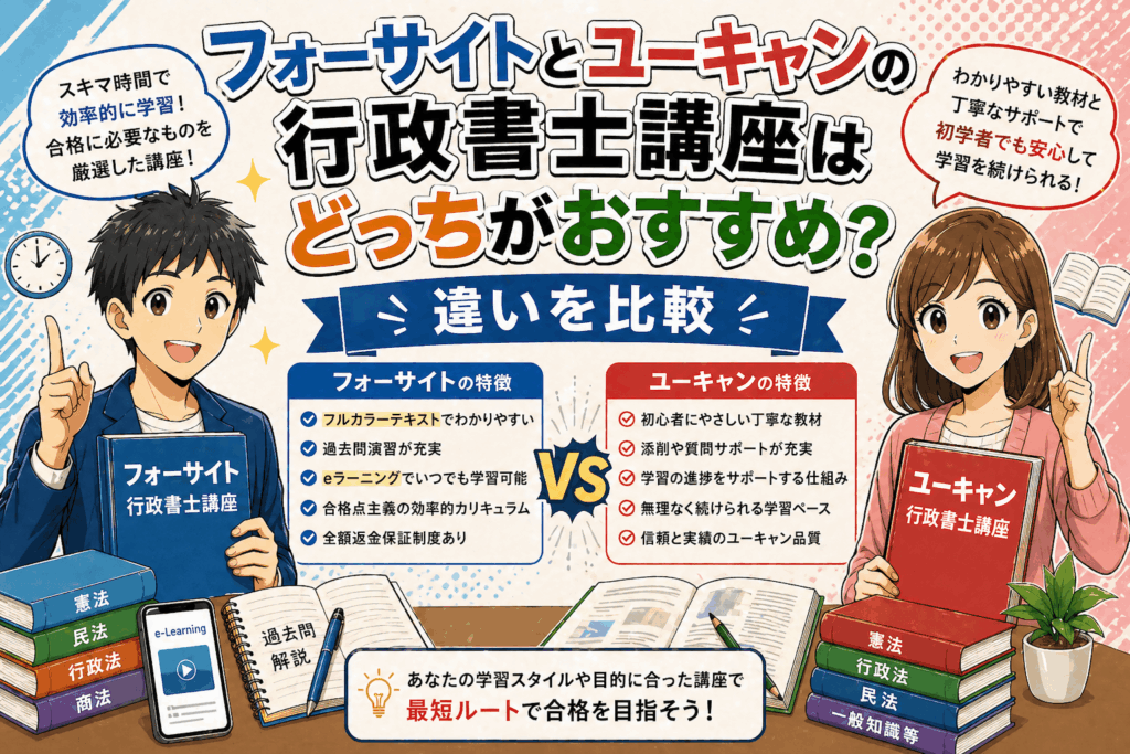 フォーサイトとユーキャンの行政書士講座はどっちがおすすめ？違いを比較