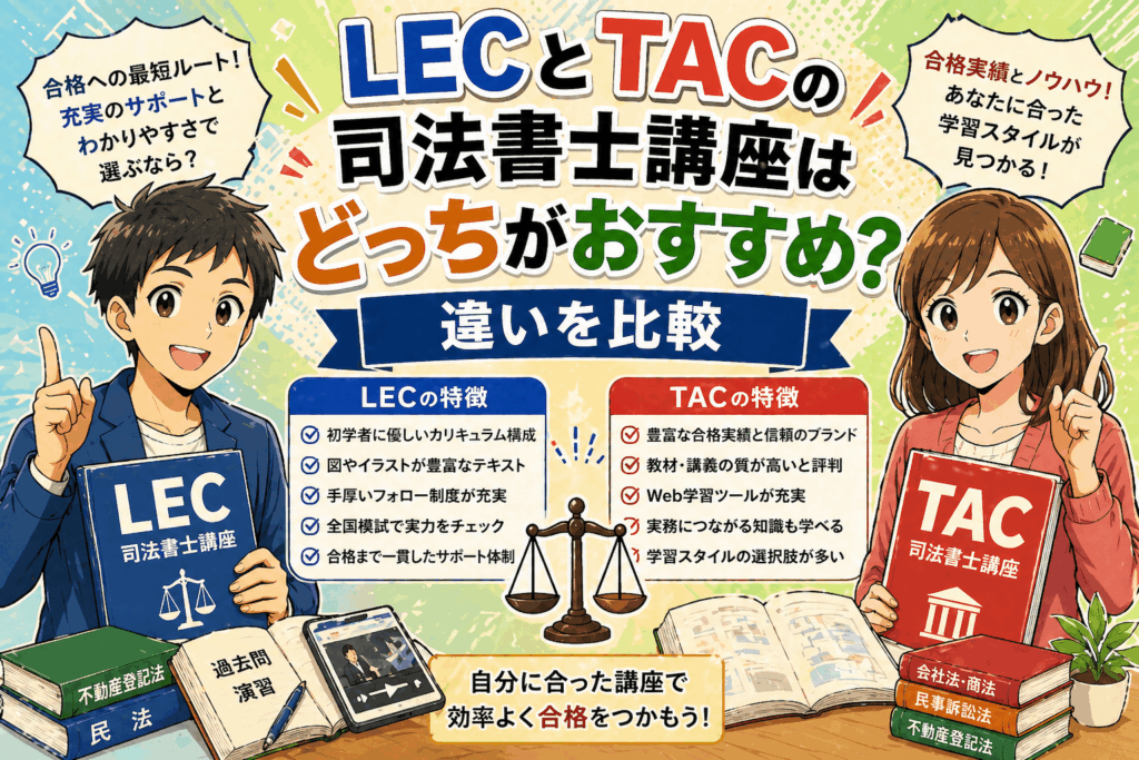 LECとTACの司法書士講座はどっちがおすすめ？違いを比較