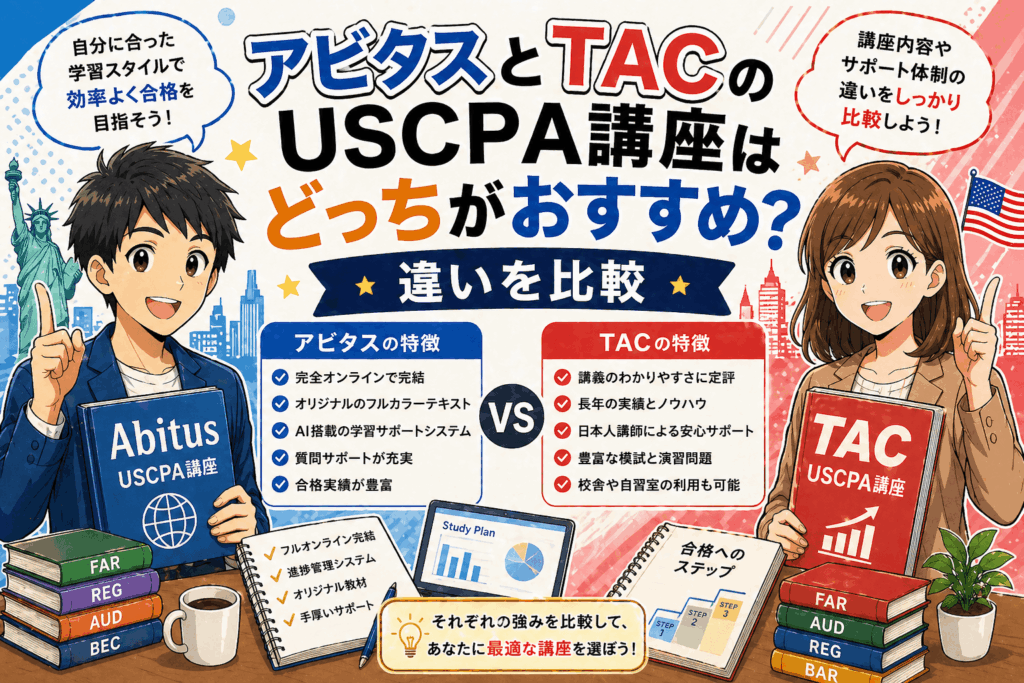 アビタスとTACのUSCPA講座はどっちがおすすめ？違いを比較