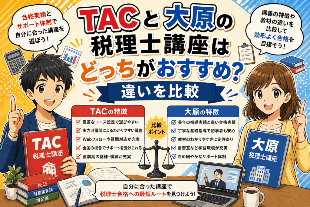 TACと大原の税理士講座はどっちがおすすめ？違いを比較