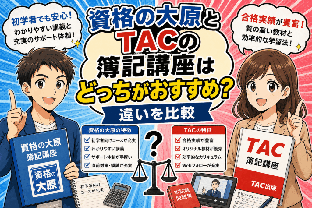 資格の大原とTACの簿記講座はどっちがおすすめ？違いを比較