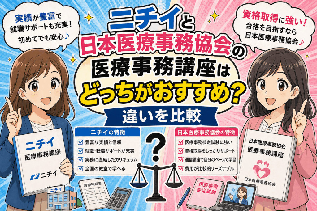ニチイと日本医療事務協会の医療事務講座はどっちがおすすめ？違いを比較