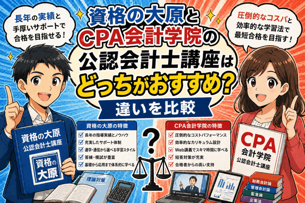 資格の大原とCPA会計学院の公認会計士講座はどっちがおすすめ？違いを比較