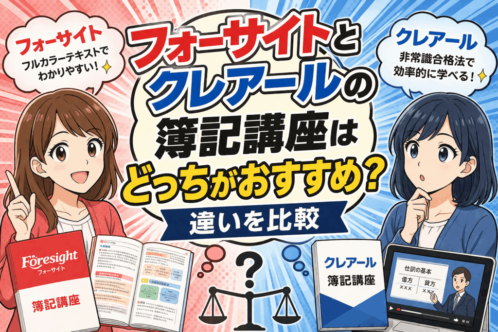フォーサイトとクレアールの簿記講座はどっちがおすすめ？違いを比較