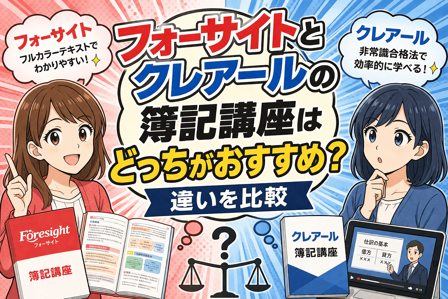 フォーサイトとクレアールの簿記講座はどっちがおすすめ？違いを比較