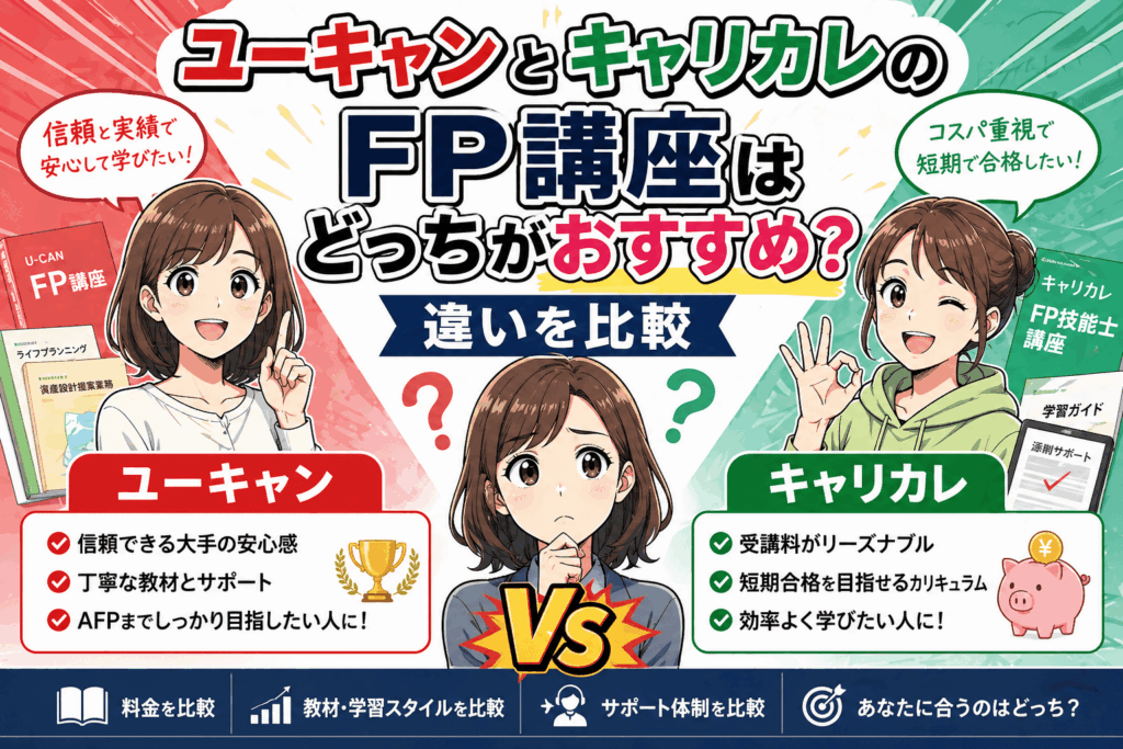 ユーキャンとキャリカレのFP講座はどっちがおすすめ？違いを比較