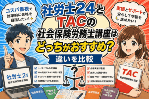 社労士24とTACの社会保険労務士講座はどっちがおすすめ？違いを比較